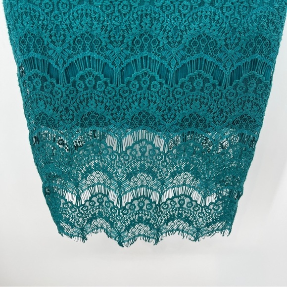 Free People Intimately Peek A Boo Lace Cap Sleeve Overlay Midi Sheath Slip Dress - Picture 9 of 15